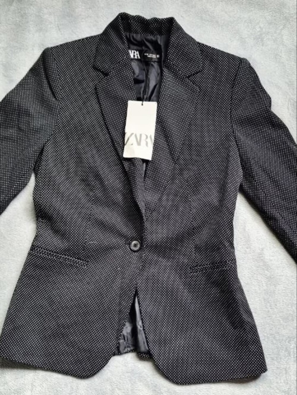 Zara Navy Blazer with White Micro Dots XS